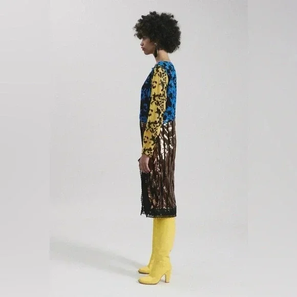 Rachel Comey Dancando Sequin Dress Size 00 Color Black Blue